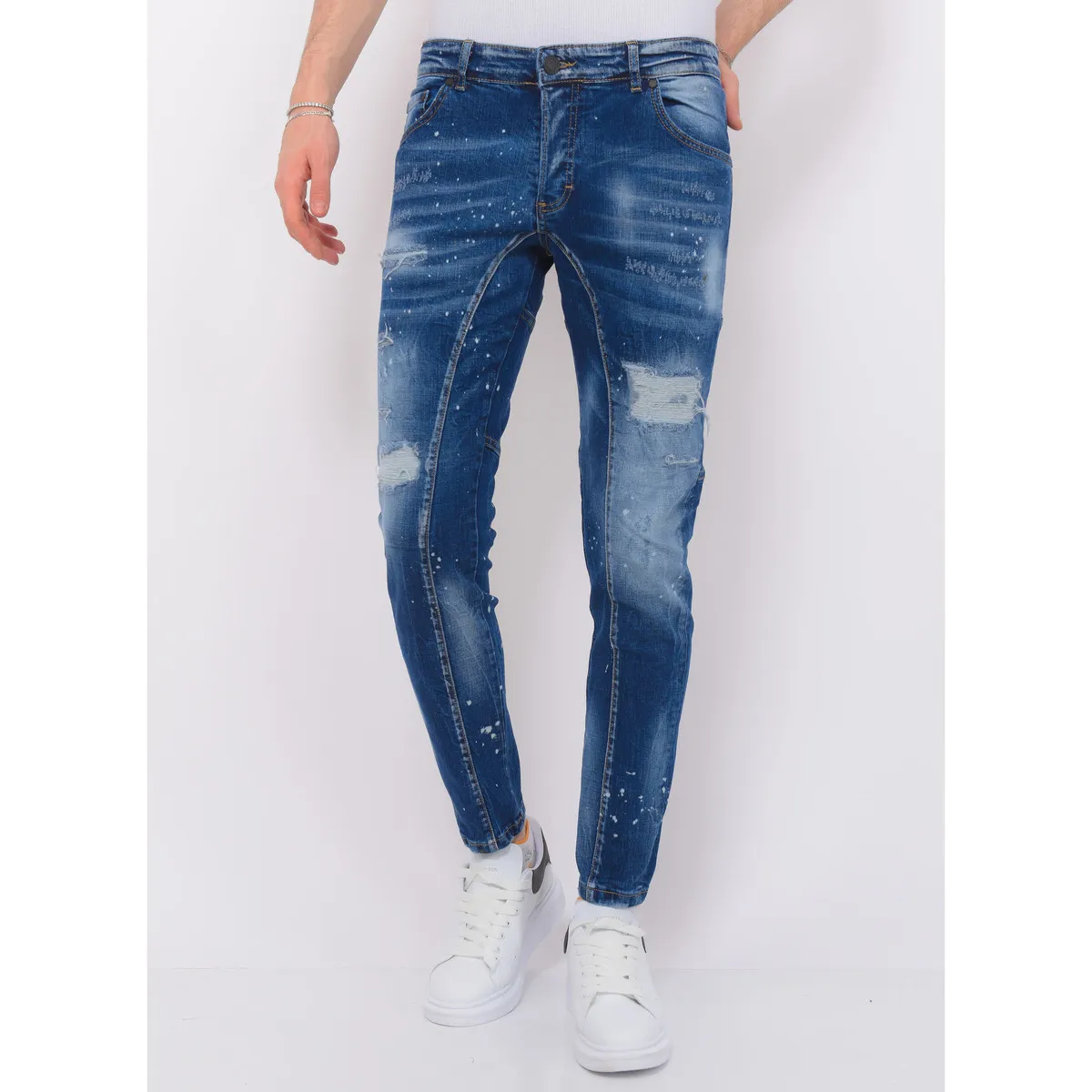 Destroyed Jeans Hombre Stonewashed