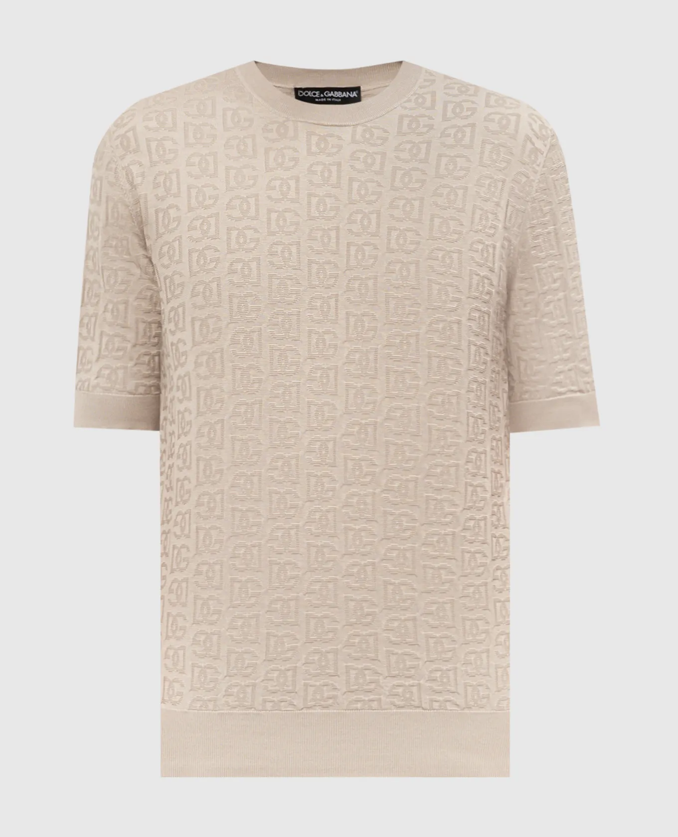 Dolce&Gabbana Beige DG logo monogram woven silk jumper