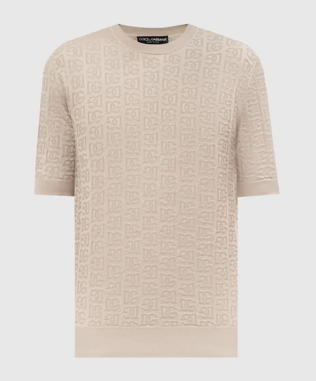 Dolce&Gabbana Beige DG logo monogram woven silk jumper