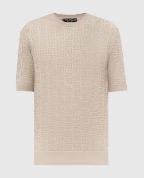 Dolce&Gabbana Beige DG logo monogram woven silk jumper