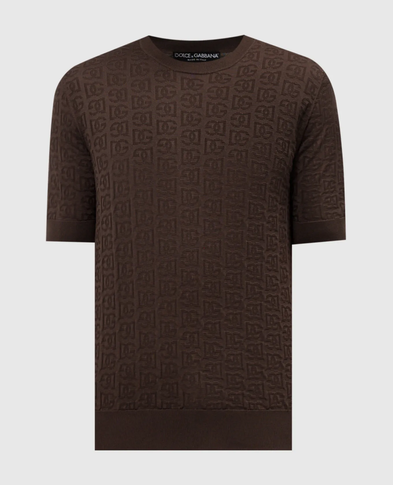 Dolce&Gabbana Brown DG logo monogram woven silk jumper