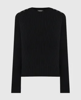 Dondup Black ribbed jumper with metallic logo