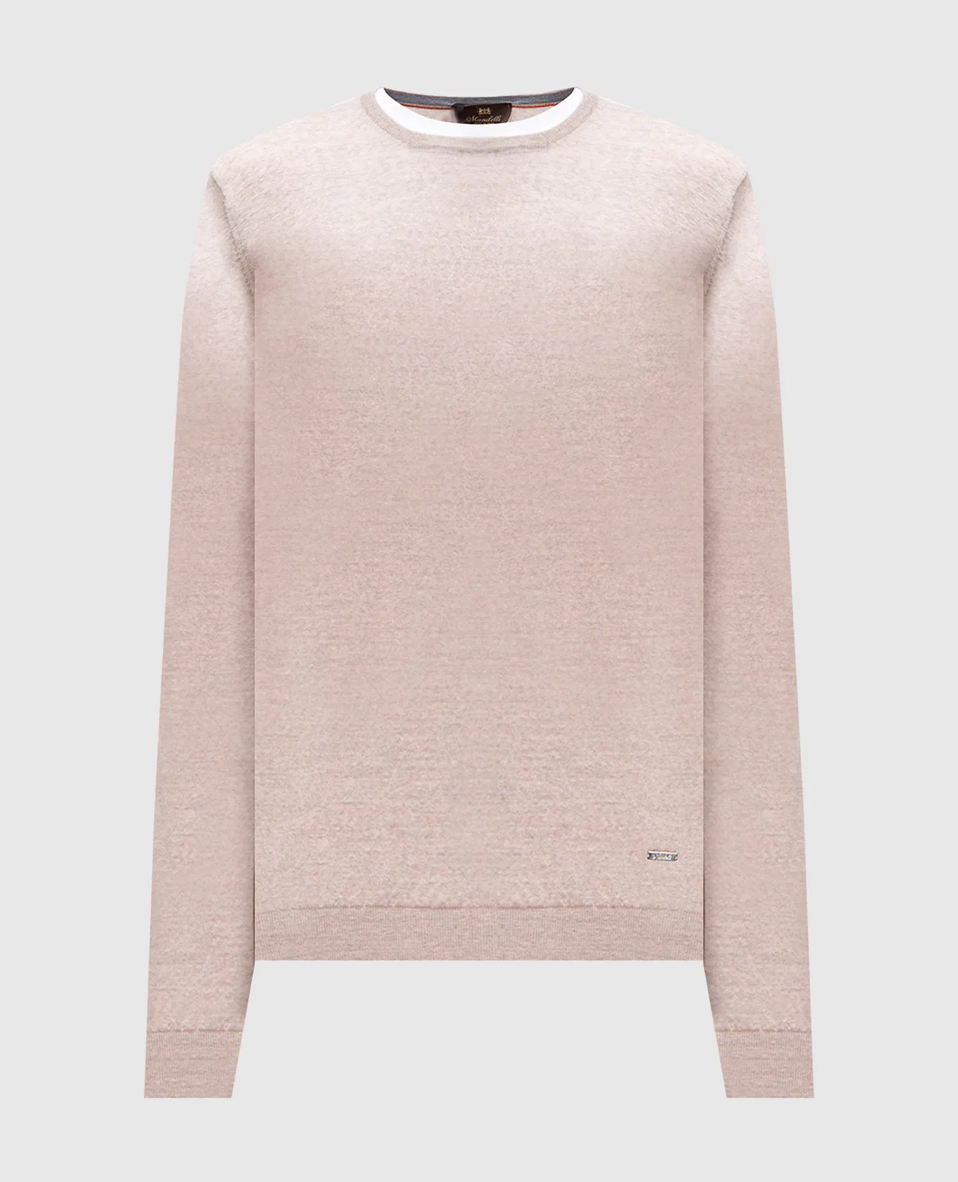 Enrico Mandelli Beige melange wool jumper with metallic logo