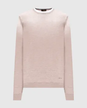 Enrico Mandelli Beige melange wool jumper with metallic logo