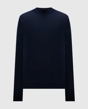 Enrico Mandelli Blue wool jumper with metallic logo