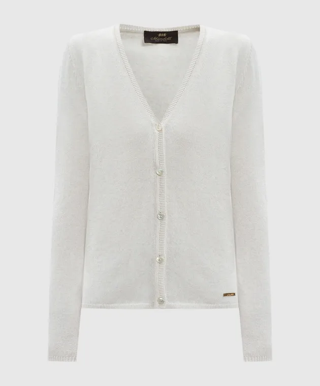 Enrico Mandelli White cashmere cardigan with logo