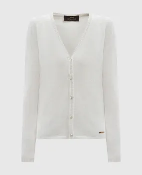 Enrico Mandelli White cashmere cardigan with logo