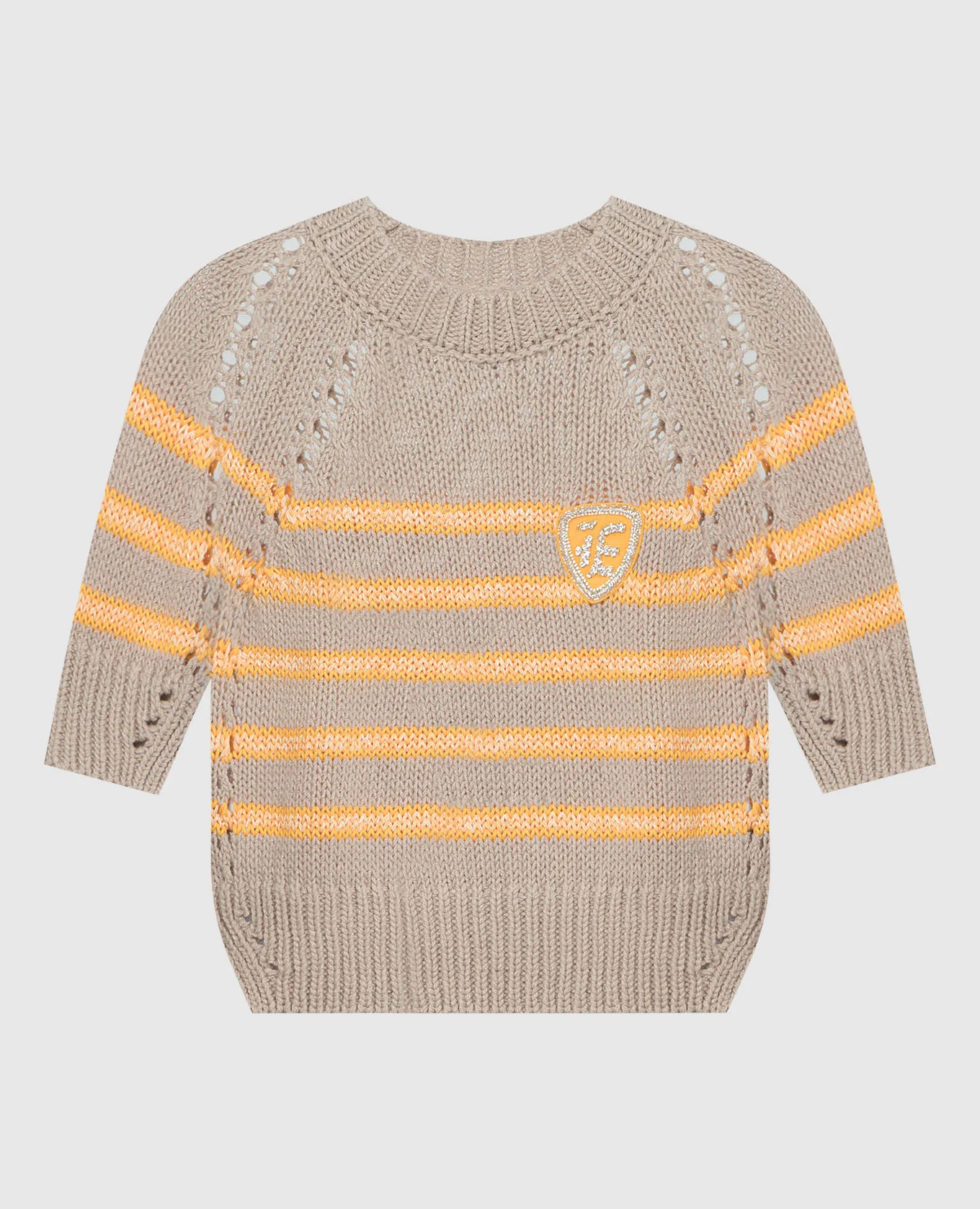 Ermanno Scervino Brown striped jumper with logo