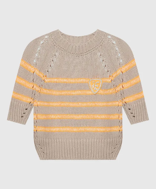 Ermanno Scervino Brown striped jumper with logo