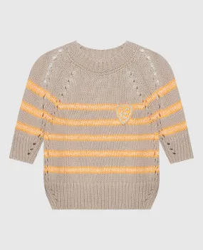 Ermanno Scervino Brown striped jumper with logo