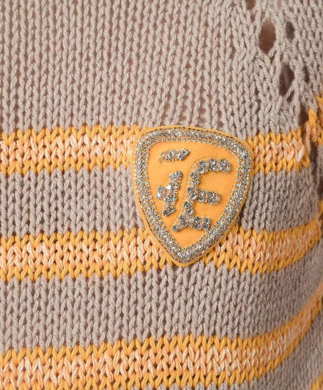 Ermanno Scervino Brown striped jumper with logo