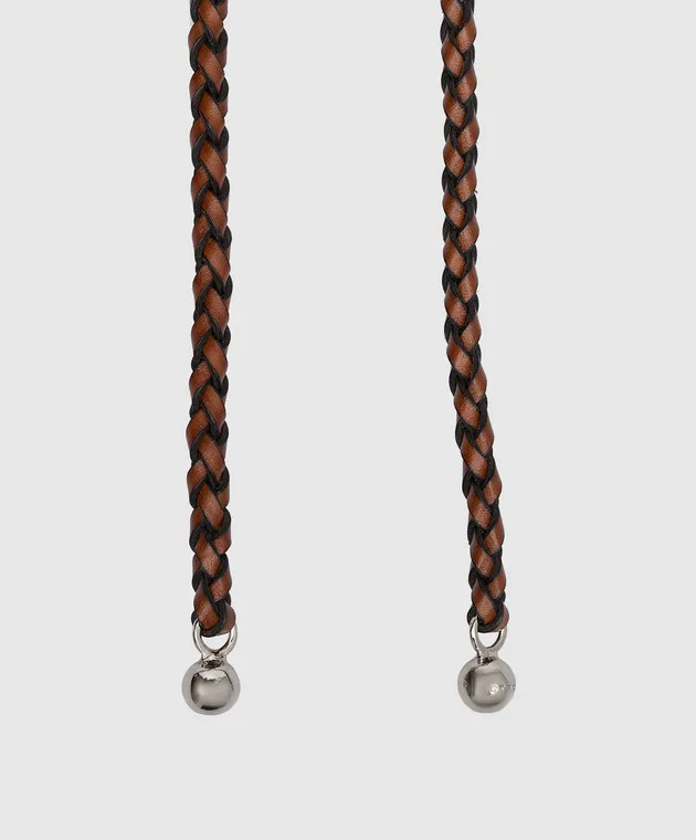 Etro Crown Me brown leather braided belt