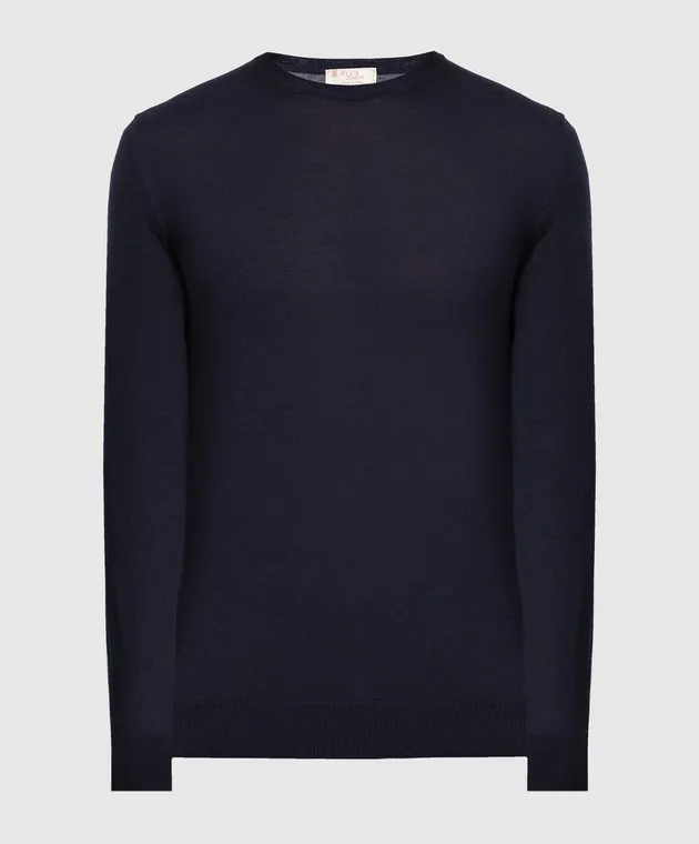 FLY 3 Blue wool, silk and cashmere jumper