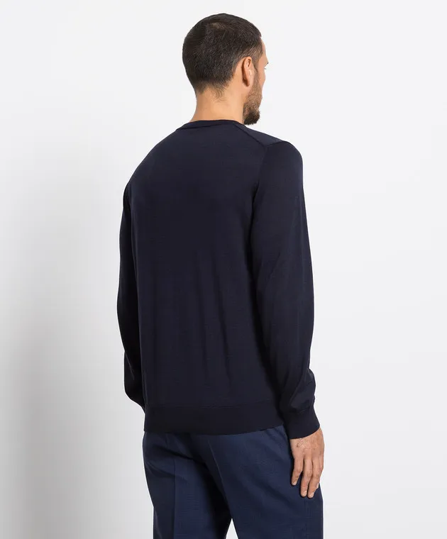 FLY 3 Blue wool, silk and cashmere jumper