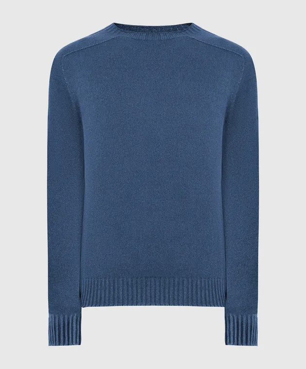 FLY 3 Double-sided blue cashmere jumper