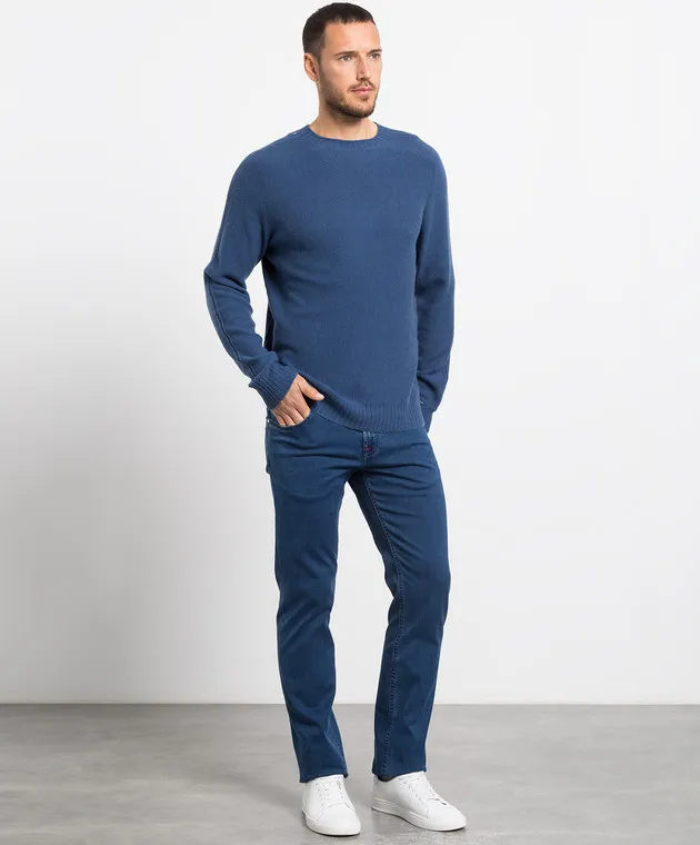 FLY 3 Double-sided blue cashmere jumper