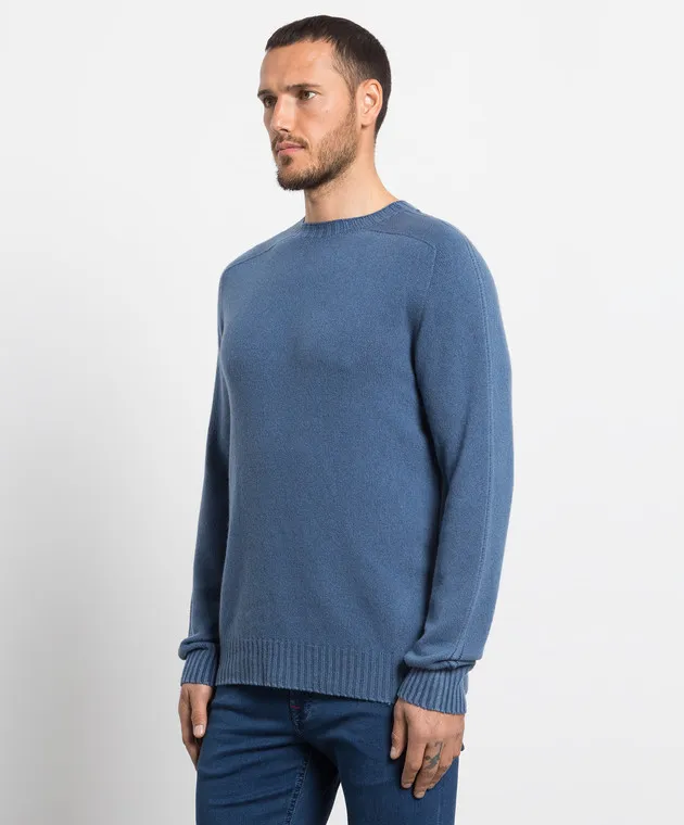 FLY 3 Double-sided blue cashmere jumper