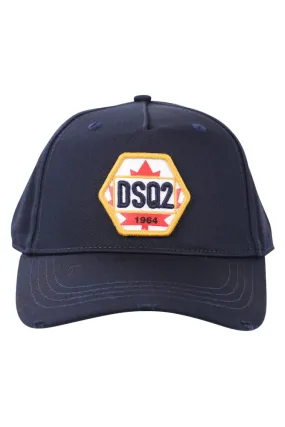 Gorra azul ajustable con parche dsq2 amarillo