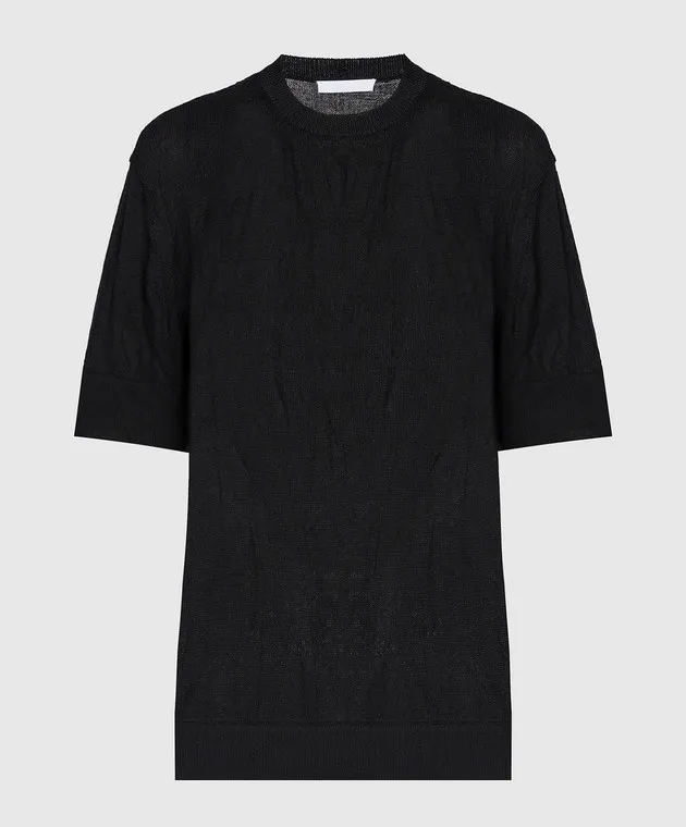 Helmut Lang Black wool jumper with logo pattern