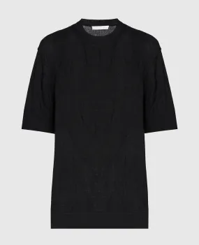 Helmut Lang Black wool jumper with logo pattern