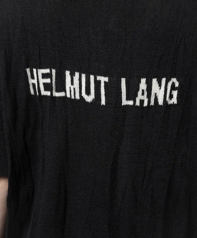 Helmut Lang Black wool jumper with logo pattern