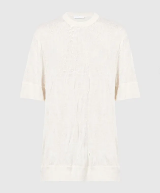 Helmut Lang White wool jumper with logo pattern