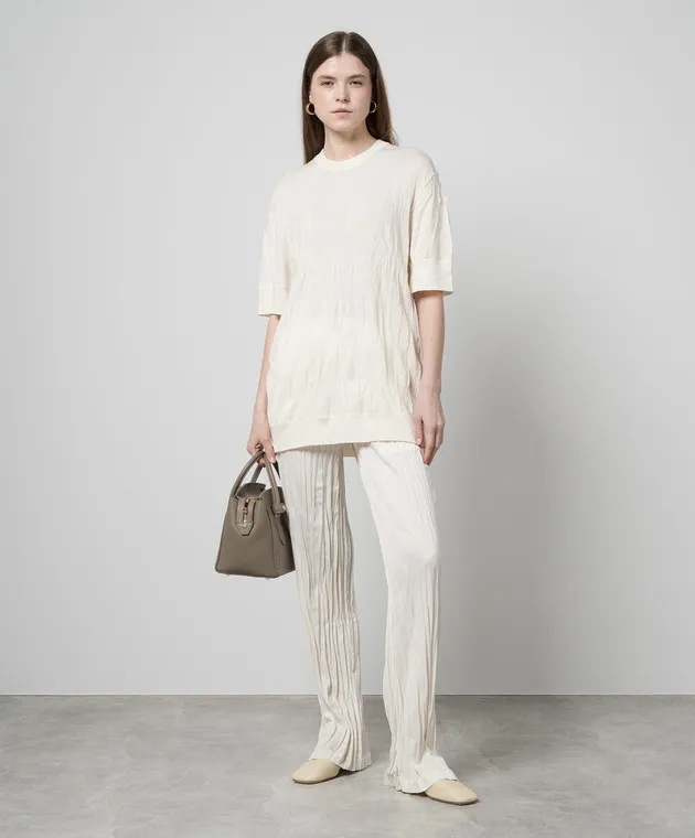 Helmut Lang White wool jumper with logo pattern