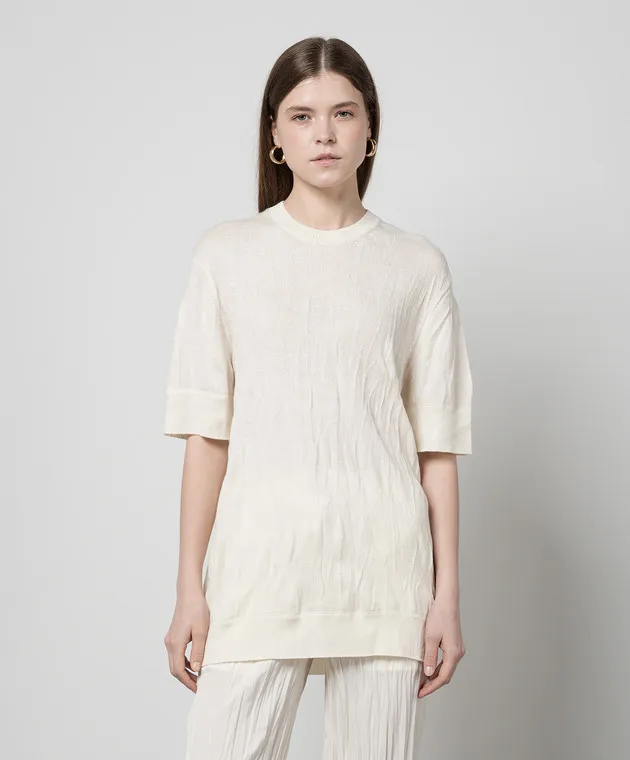 Helmut Lang White wool jumper with logo pattern