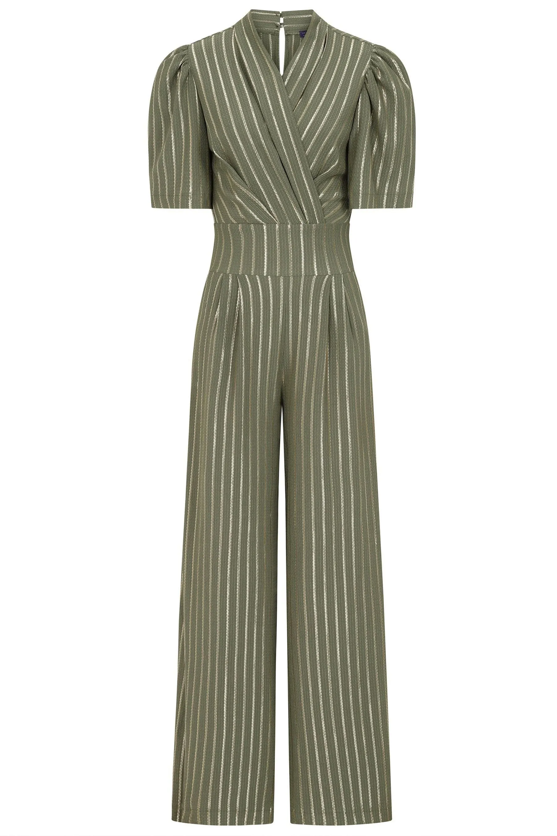 Hot Squash Green Wide Leg Gold Stripe Jumpsuit