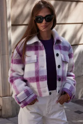 JACKET CROPPED CHECK LILAC