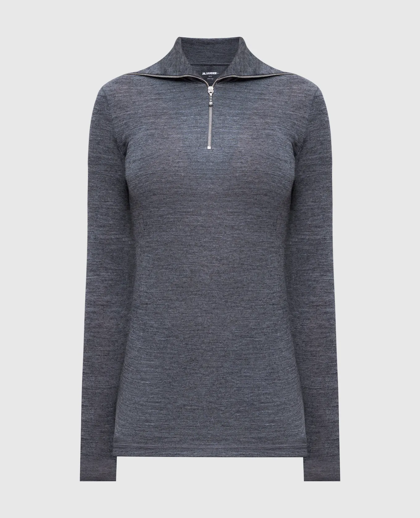 Jil Sander Gray melange wool jumper with logo print