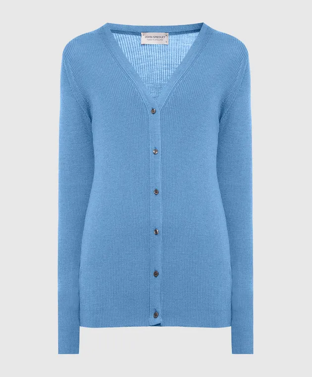 John Smedley Blue Lasca cardigan in ribbed wool