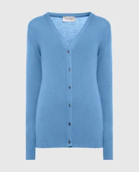 John Smedley Blue Lasca cardigan in ribbed wool