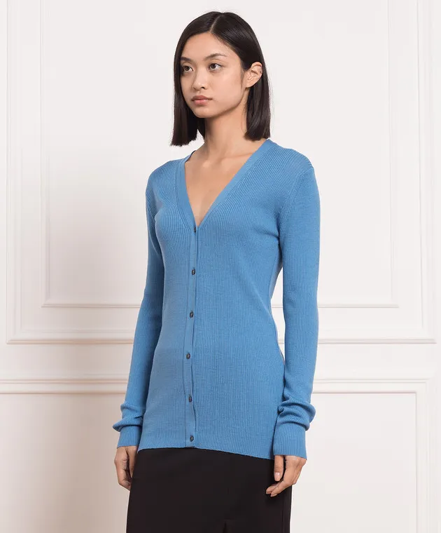 John Smedley Blue Lasca cardigan in ribbed wool