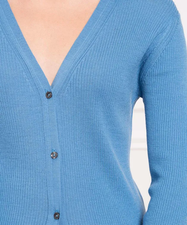 John Smedley Blue Lasca cardigan in ribbed wool