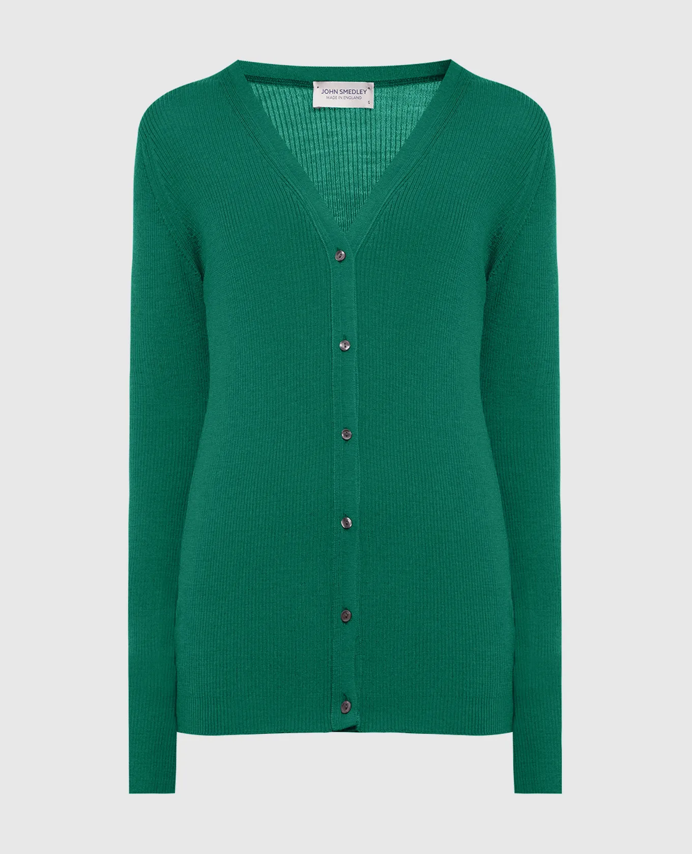 John Smedley Green Lasca cardigan in ribbed wool