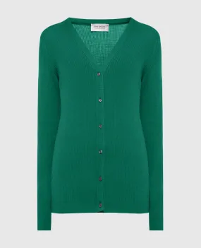 John Smedley Green Lasca cardigan in ribbed wool