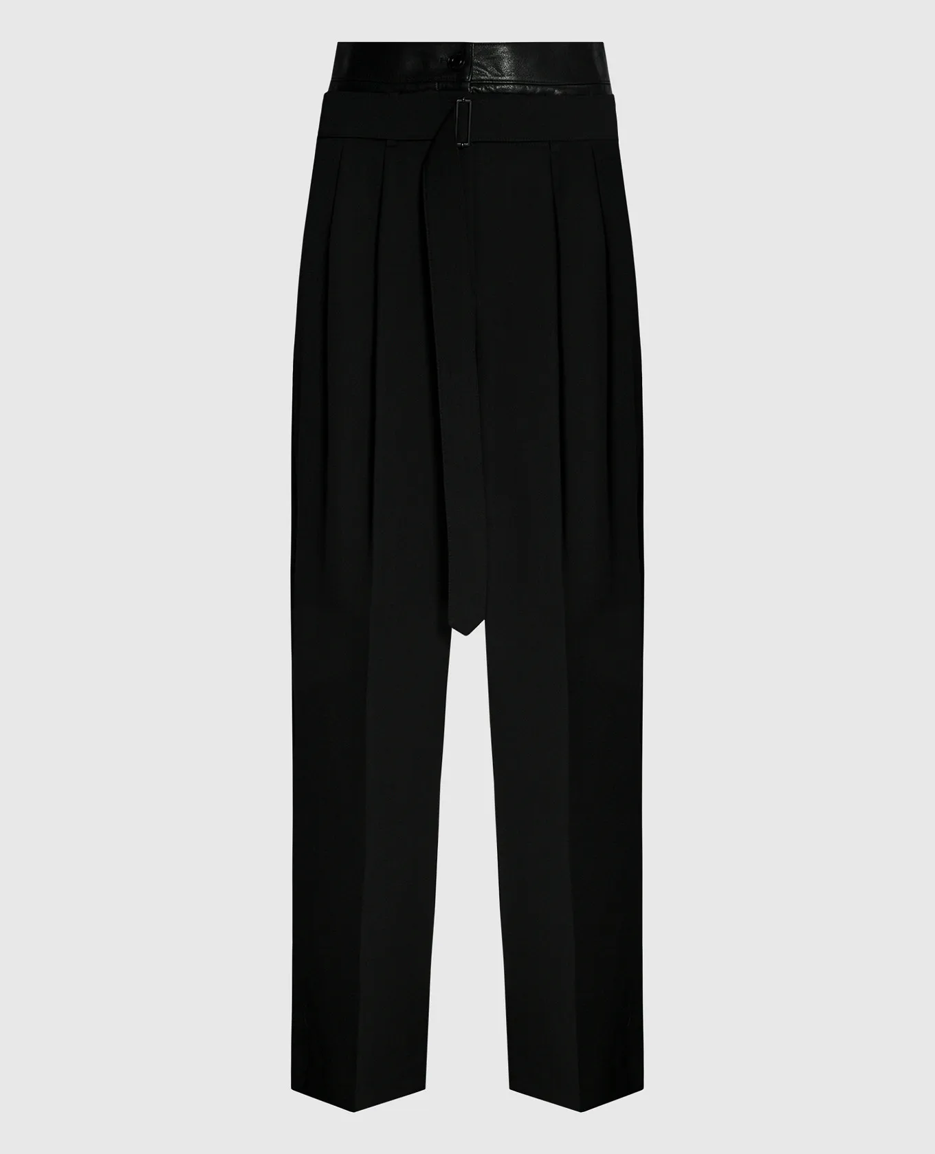 Juun.j Black pants made of wool with a belt