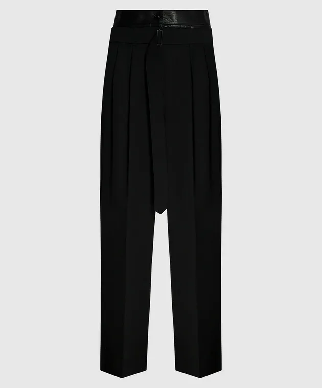 Juun.j Black pants made of wool with a belt