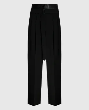 Juun.j Black pants made of wool with a belt