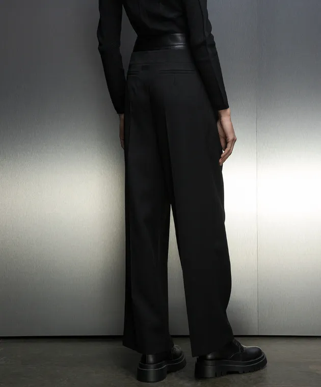 Juun.j Black pants made of wool with a belt