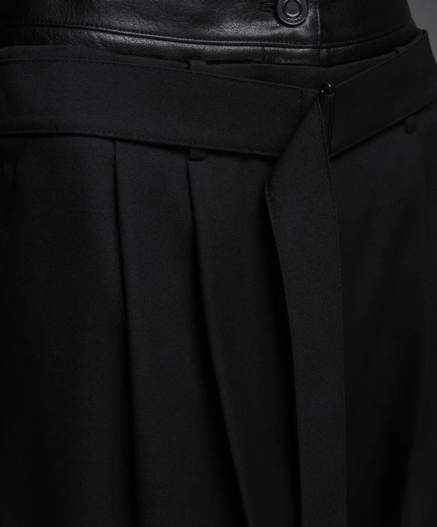 Juun.j Black pants made of wool with a belt