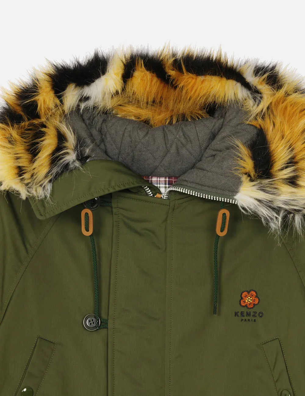 Kenzo Tisse Parka H 1Kg Artificiel Dark Khaki