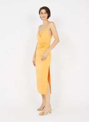 MAG - Vestido midi con tirantes en naranja