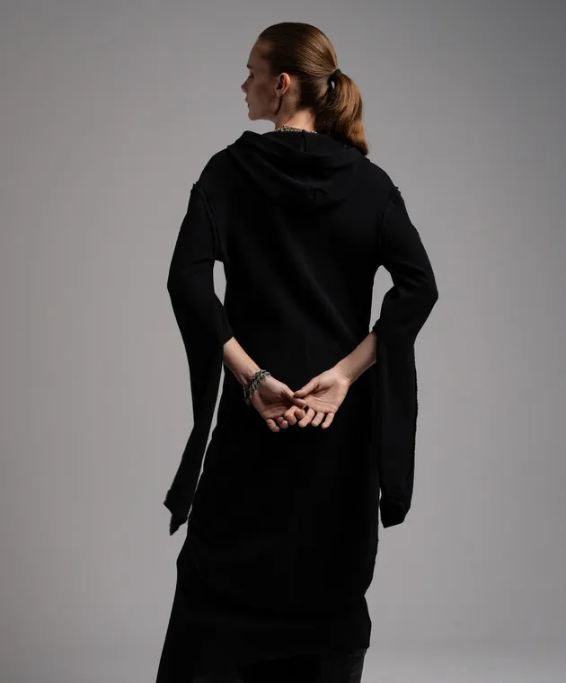 Marc Le Bihan Black elongated jumper with a hood