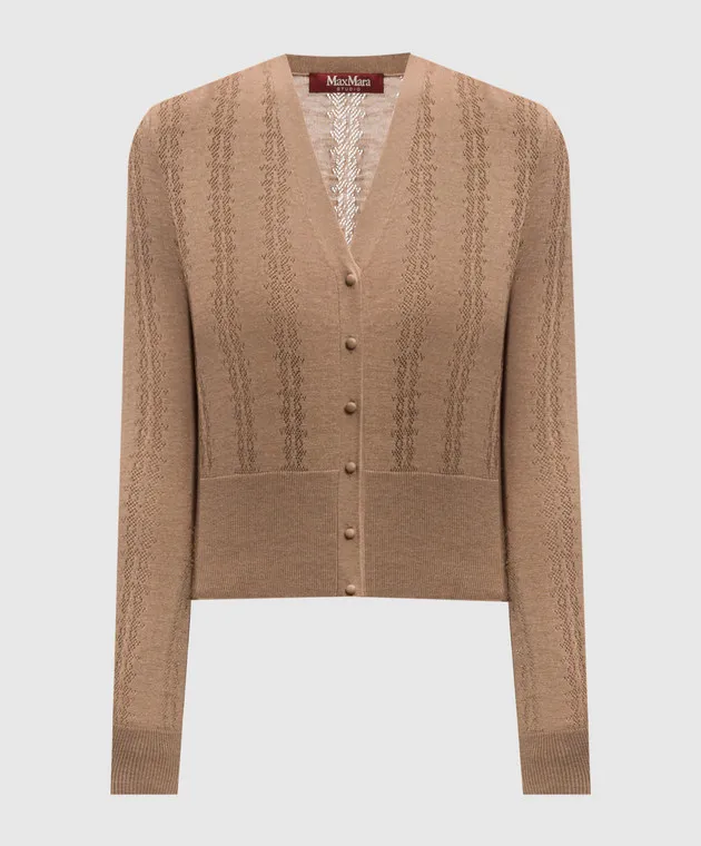 Max Mara ABISSO brown silk and wool cardigan