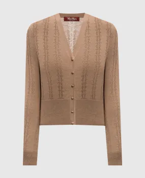 Max Mara ABISSO brown silk and wool cardigan