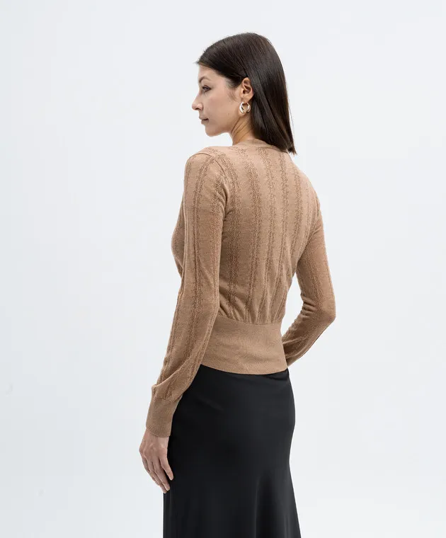 Max Mara ABISSO brown silk and wool cardigan