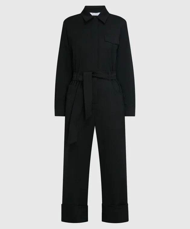 Max Mara Bari black logo wool jumpsuit