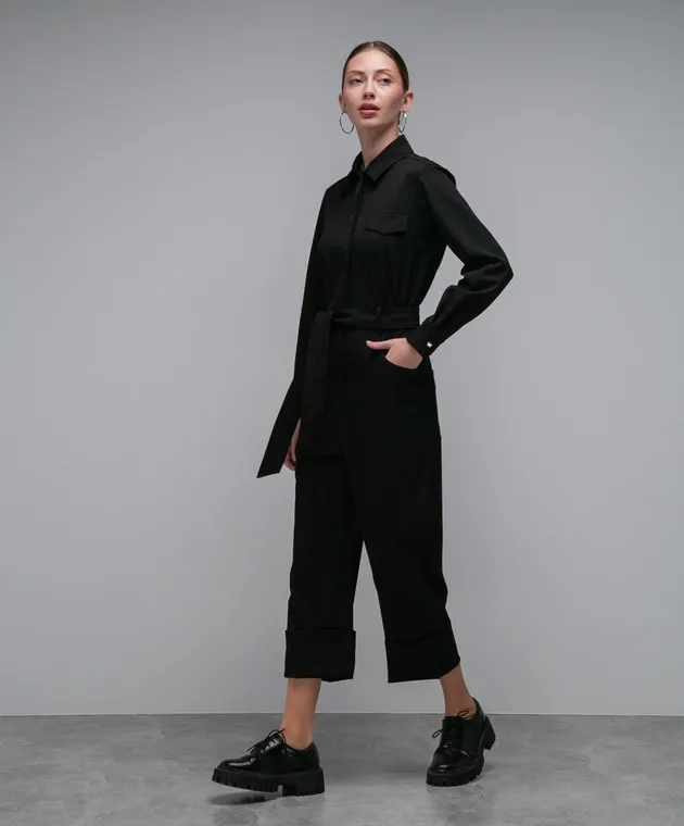 Max Mara Bari black logo wool jumpsuit